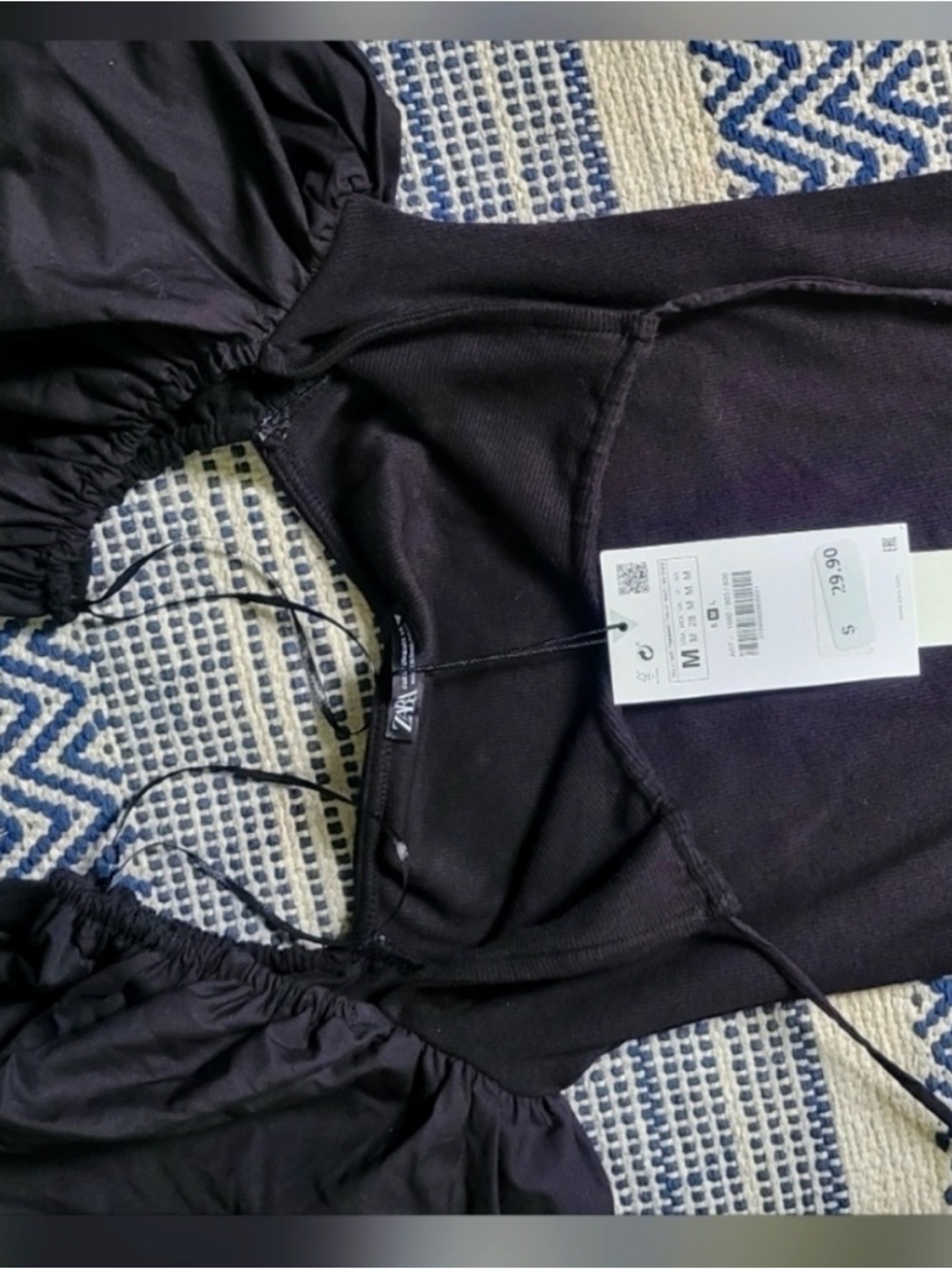 Zara Black Puff Sleeve Bodysuit